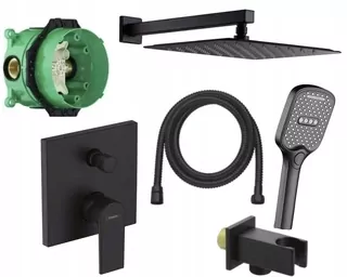 Čierna vaňová a sprchová batéria Hansgrohe Vernis Shape